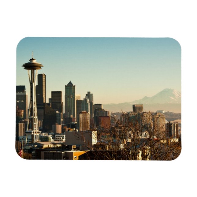 Seattle skyline och Space Nål Magnet (Horisontell)