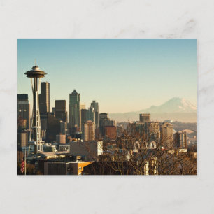 Seattle skyline och Space Nål Vykort