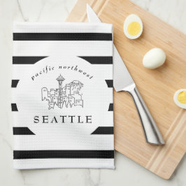 Seattle Skyline Pacific Northwest Minimal Outline Kökshandduk