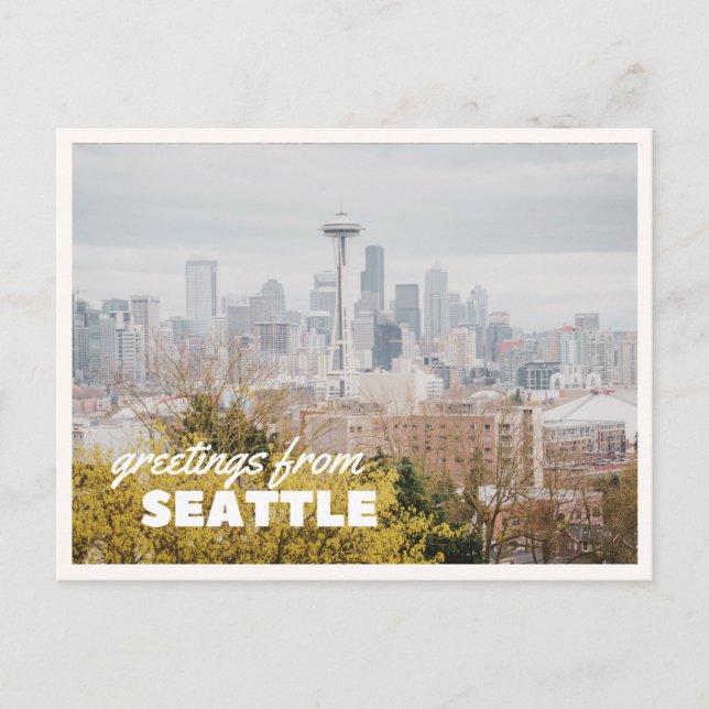 Seattle Skyline Retro Vintage Resa  Vykort (Framsida)
