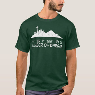 Seattle Skyline Silhouette GPS Coordinates City T Shirt