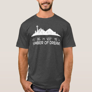 Seattle Skyline Silhouette GPS Coordinates City T Shirt