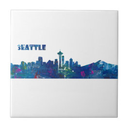 Seattle Skyline Silhouette Kakelplatta