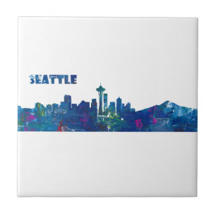 Seattle Skyline Silhouette Kakelplatta