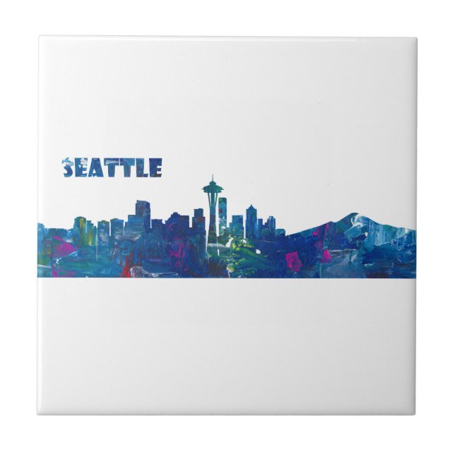 Seattle Skyline Silhouette Kakelplatta (Framsidan)