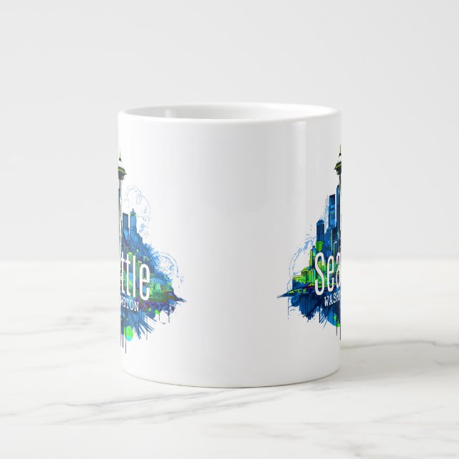 Seattle Skyline Stroke Jumbo Mugg (Framsidan)