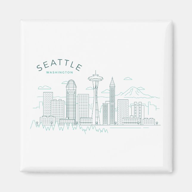 Seattle Skyline Stroke Magnet (Framsidan)