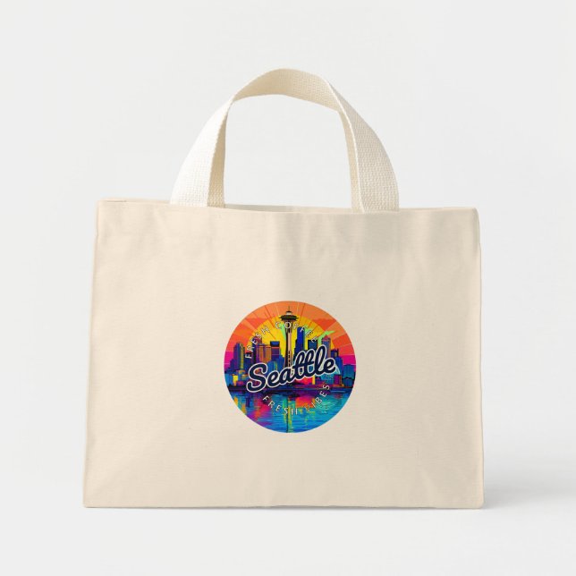 Seattle Skyline Stroke Mini Tygkasse (Framsidan)