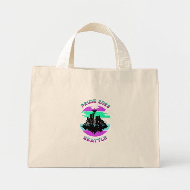 Seattle Skyline Stroke Mini Tygkasse (Framsidan)