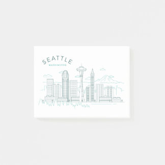 Seattle Skyline Stroke Post-it Block