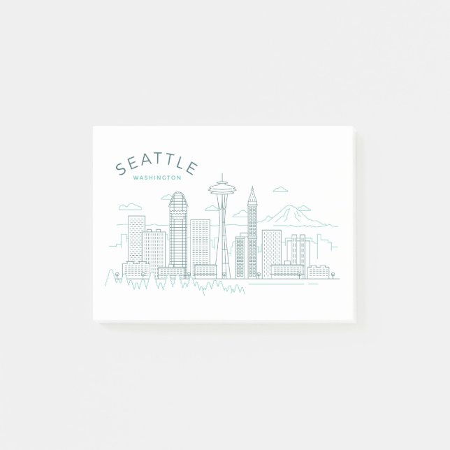 Seattle Skyline Stroke Post-it Block (Framsida)