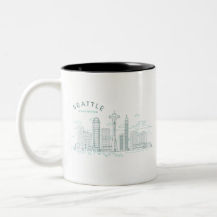 Seattle Skyline Stroke Två-Tonad Mugg