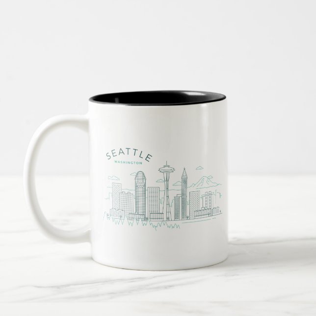 Seattle Skyline Stroke Två-Tonad Mugg (Vänster)