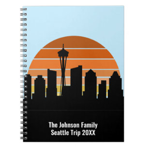 Seattle Skyline Sunset Anpassningsbar Family Resa Anteckningsbok
