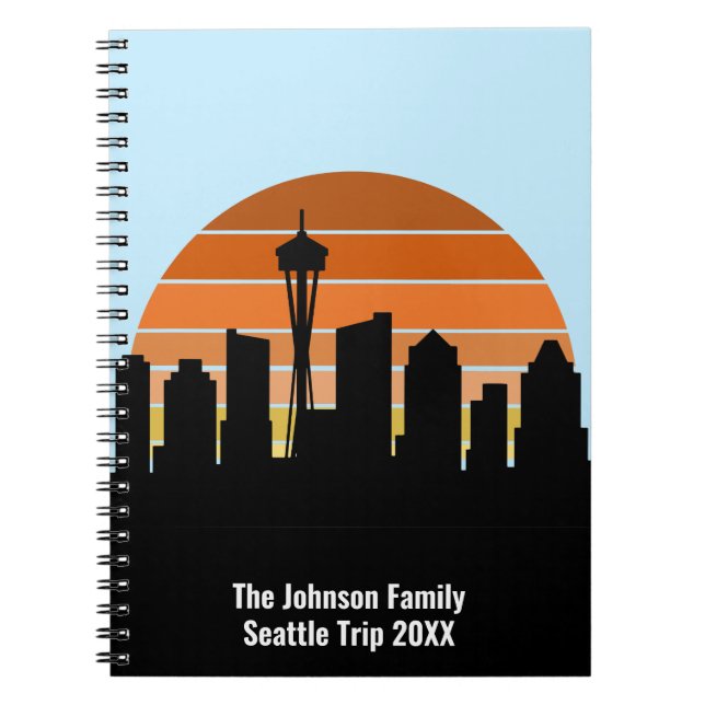 Seattle Skyline Sunset Anpassningsbar Family Resa Anteckningsbok (Framsidan)