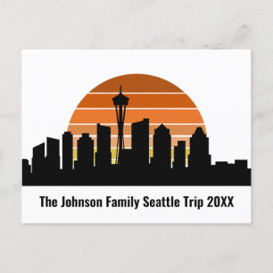 Seattle Skyline Sunset Anpassningsbar Family Resa Vykort