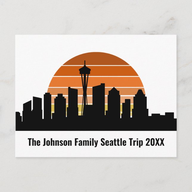 Seattle Skyline Sunset Anpassningsbar Family Resa Vykort (Framsida)
