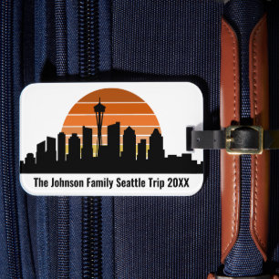 Seattle Skyline Sunset Anpassningsbar Family Vacat Bagagebricka