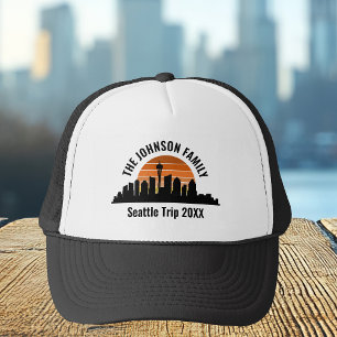 Seattle Skyline Sunset Anpassningsbar Family Vacat Keps