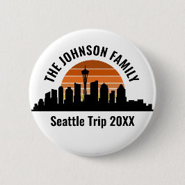 Seattle Skyline Sunset Anpassningsbar Family Vacat Knapp