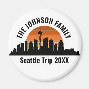 Seattle Skyline Sunset Anpassningsbar Family Vacat Magnet