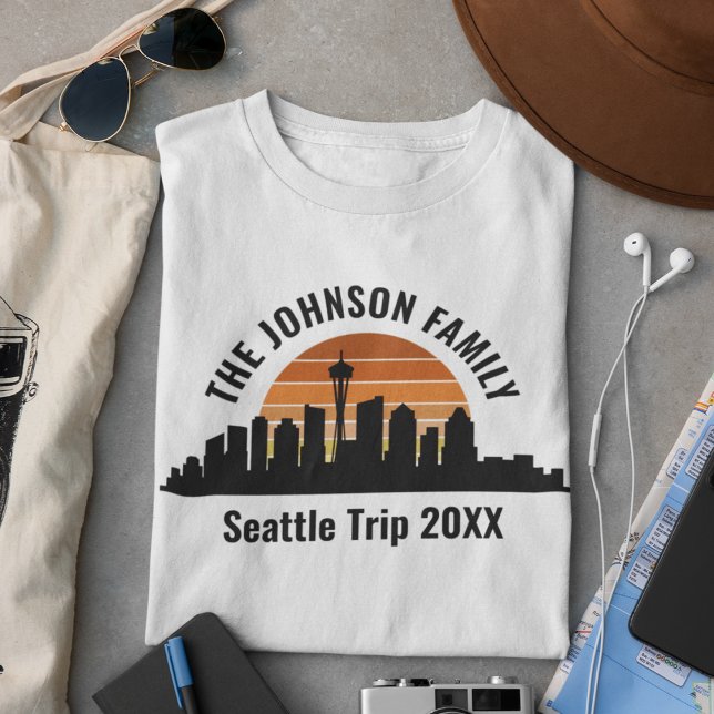 Seattle Skyline Sunset Anpassningsbar Family Vacat T Shirt (Skapare uppladdad)