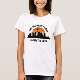Seattle Skyline Sunset Anpassningsbar Vacation Wom T Shirt