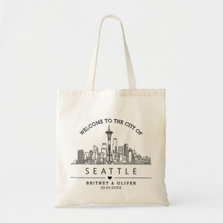 Seattle Skyline Tote Bag - Personligt bröllp City Tygkasse