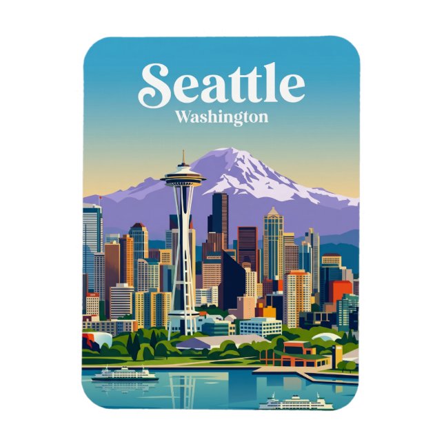 Seattle Skyline USA Magnet (Vertikal)