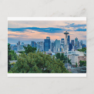 Seattle Skyline vid Sunset Vykort