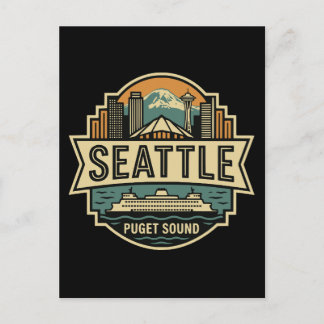 Seattle Skyline Washington USA Retro-märke Vykort