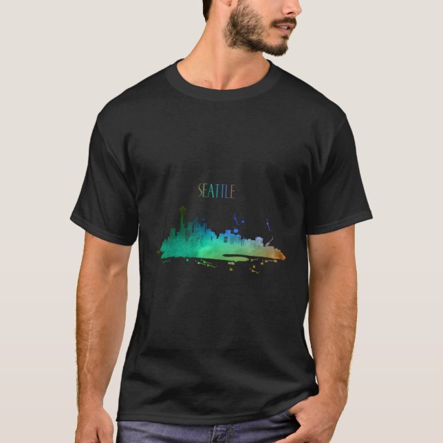 Seattle Skyline World Football Souvenir City Vatte T Shirt (Framsida)