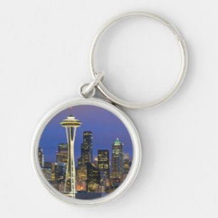 Seattle som ses från Kerry, parkerar i drottninge Rund Silverfärgad Nyckelring