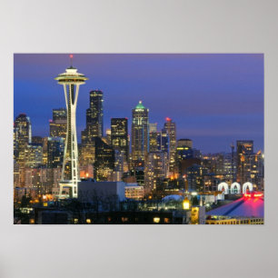 Seattle som ses från Kerry, parkerar i drottningen Poster