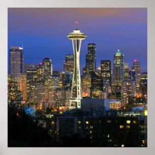 Seattle som ses från Kerry, parkerar i drottningen Poster