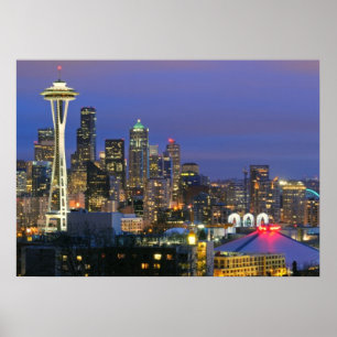 Seattle som ses från Kerry, parkerar i drottningen Poster