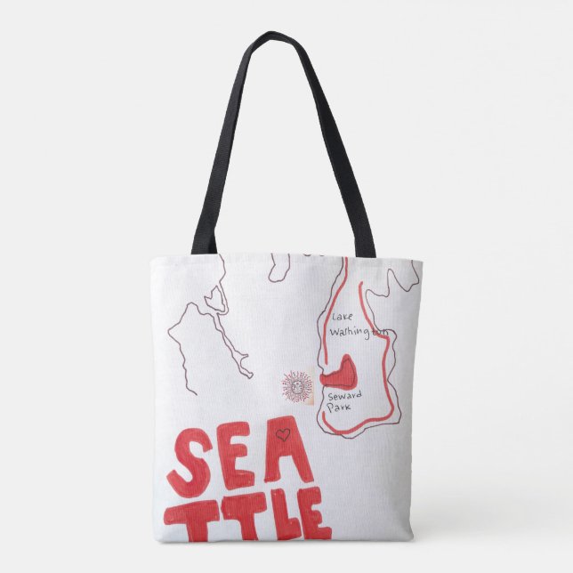 SEATTLE Souvenir Tote Bag Tygkasse (Baksida)