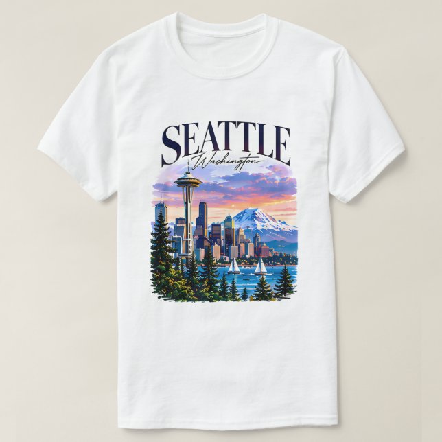 Seattle Space Needle Resegrafik T Shirt (Design framsida)
