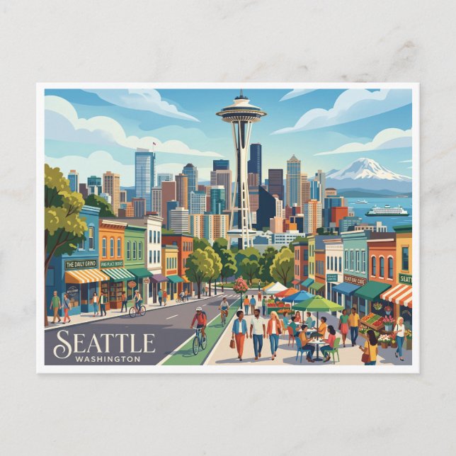 Seattle & Space Needle Washington Vykort (Framsida)