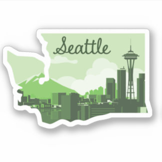 Seattle Sticker Grönt Klistermärken