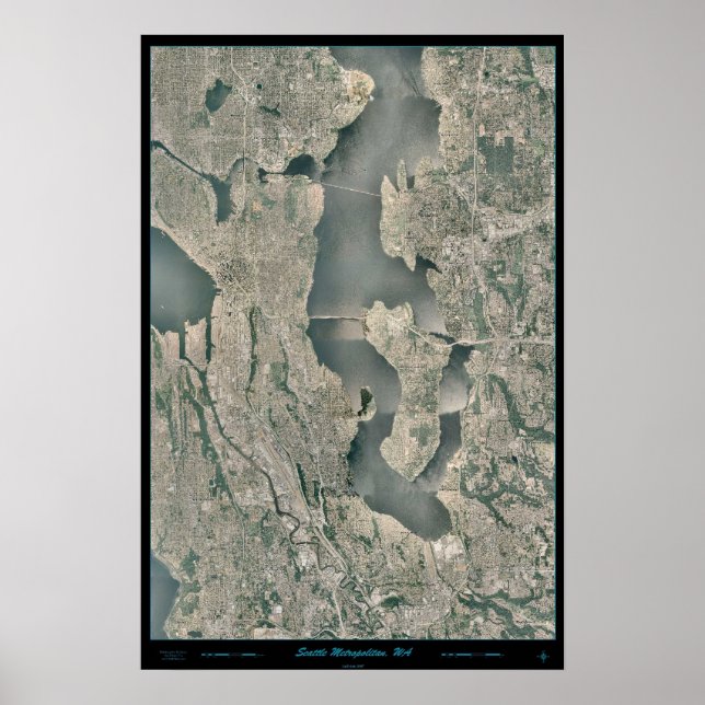Seattle storstadsområde, Washington satellitposter Poster (Framsidan)