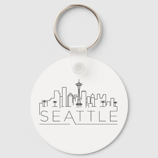 Seattle Stylized Skyline Nyckelring (Framsida)
