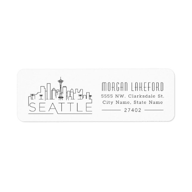 Seattle Stylized Skyline | Returadress Etikett (Framsidan)