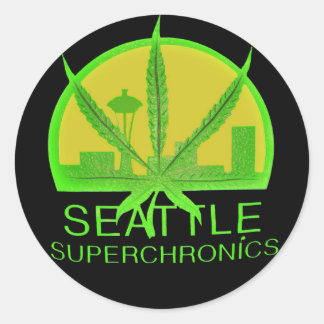 Seattle Superchronics (svart) Runt Klistermärke