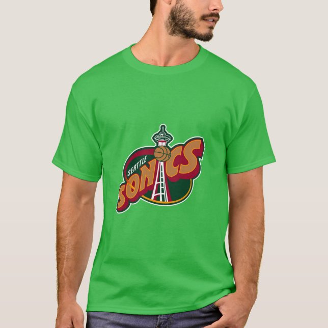 Seattle Supersonics Classic Design T- T Shirt (Framsida)
