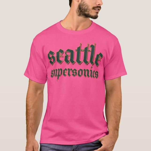 Seattle Supersonics Gothic Logotyp T Shirt (Framsida)