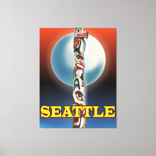 Seattle totempål reseskylt tryck