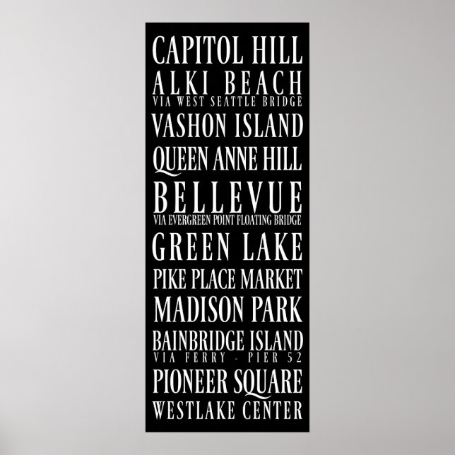 Seattle Tunnelbanan Sign Poster (Framsidan)