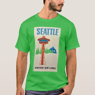 SEATTLE United Airlines Travel Poster SEATTLE Trav T Shirt