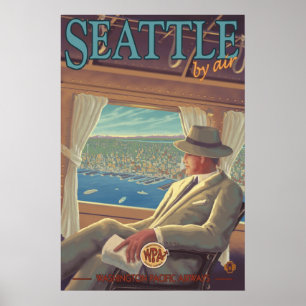 Seattle vid luft - Washington reser affischen Poster